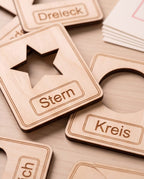 Montessori Formen-Puzzle & Zeichenschablone aus Holz (2-in-1 Set) | 10-teilig inkl. Säckchen