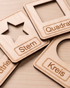 Montessori Formen-Puzzle & Zeichenschablone aus Holz (2-in-1 Set) | 10-teilig inkl. Säckchen