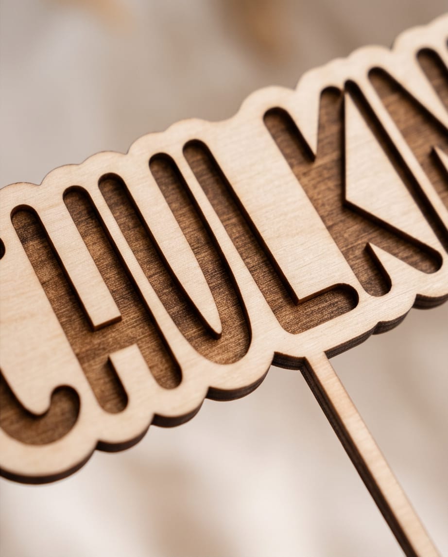 Cake Topper "Schulkind" aus Holz | Kuchendeko zur Einschulung (Wählbar: 3D-Acryl oder Gravur)