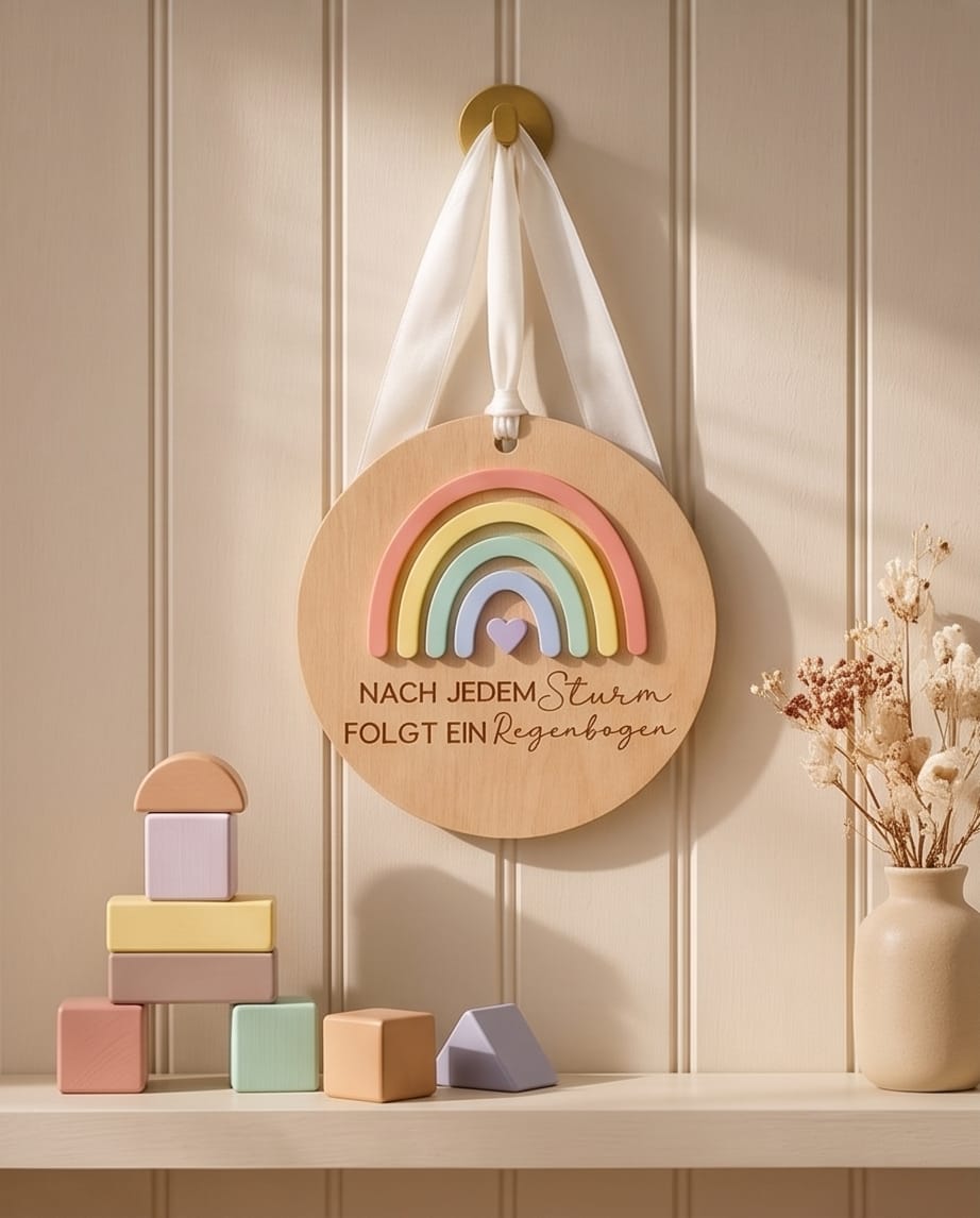 Wandschild "Regenbogen" mit 3D-Acryl