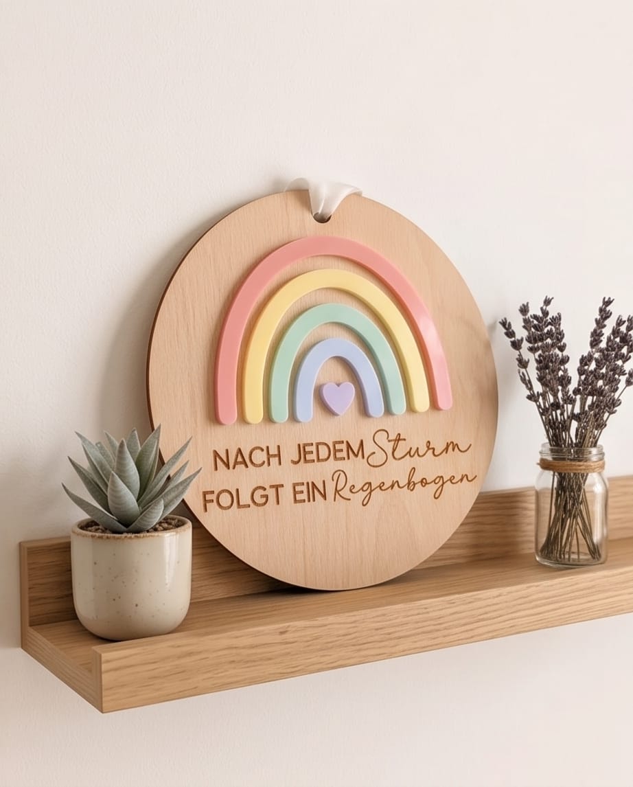 Wandschild "Regenbogen" mit 3D-Acryl