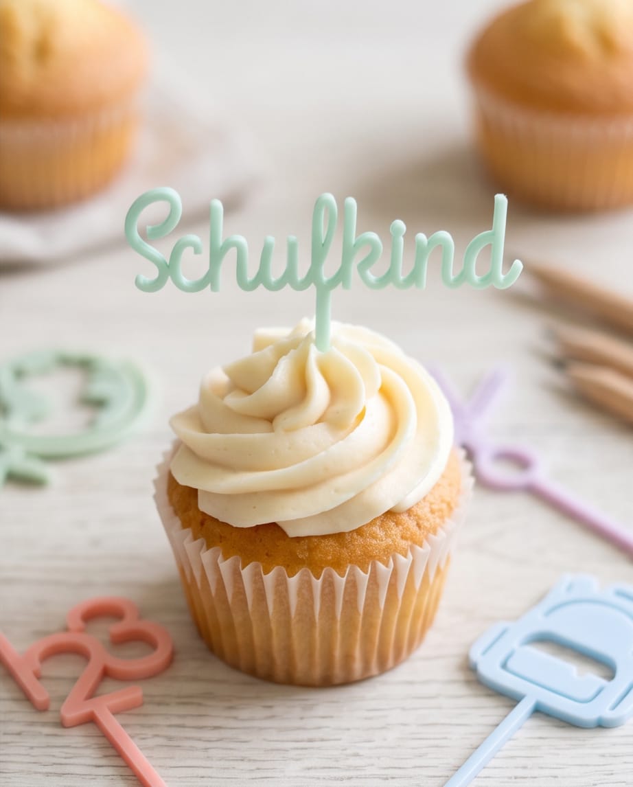 13-teiliges Muffin Topper Set "Einschulung" (Pastell-Mix)