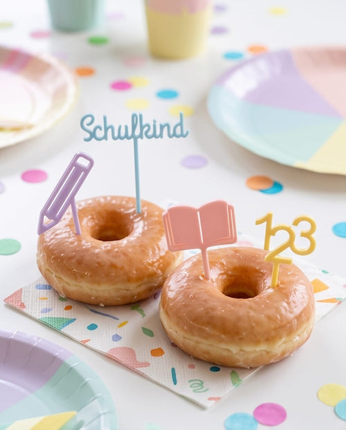13-teiliges Muffin Topper Set "Einschulung" (Pastell-Mix)
