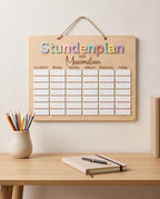 Holz-Stundenplan mit 3D-Acryl | Abwischbar & Personalisierbar