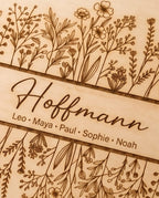 Personalisiertes Holz-Türschild "Blumenwiese" | Familienschild