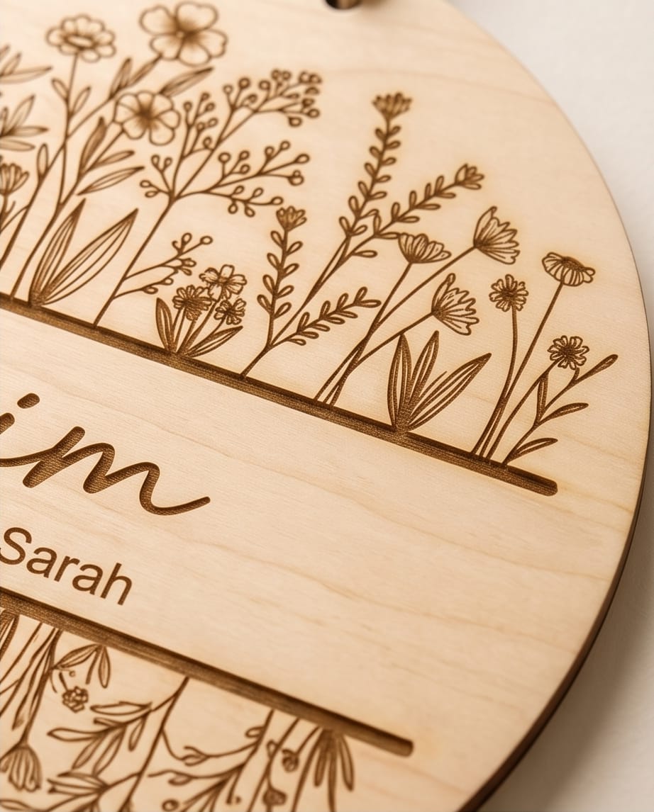 Personalisiertes Holz-Türschild "Blumenwiese" | Familienschild