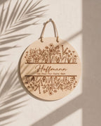 Personalisiertes Holz-Türschild "Blumenwiese" | Familienschild