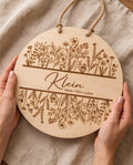 Personalisiertes Holz-Türschild "Blumenwiese" | Familienschild