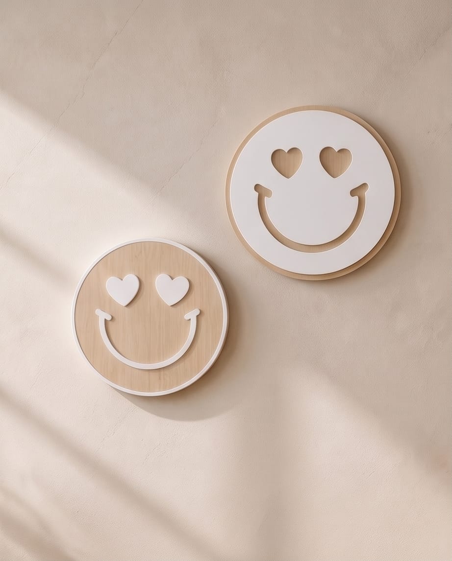 Smileys 3D Wandkunst "Good Vibes" | 2er-Set Holz & Acryl
