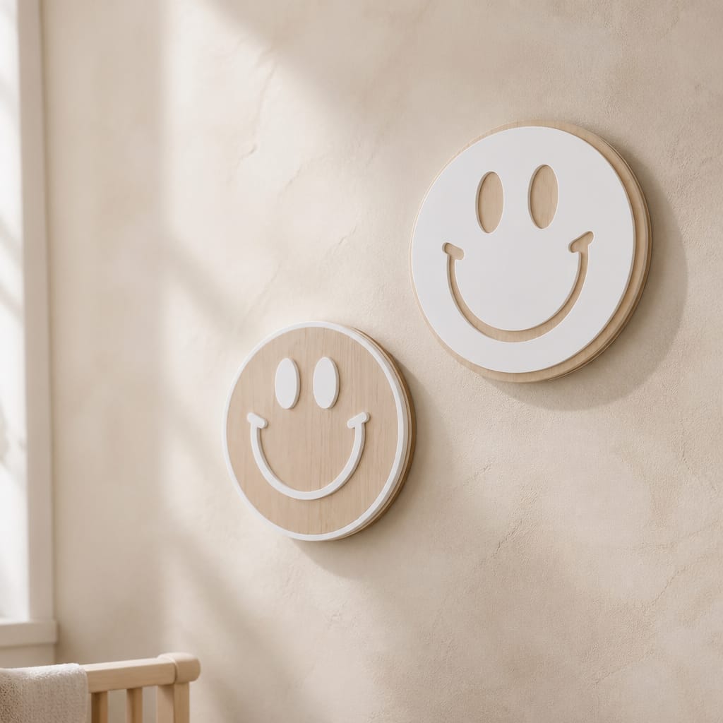Smileys 3D Wandkunst "Good Vibes" | 2er-Set Holz & Acryl