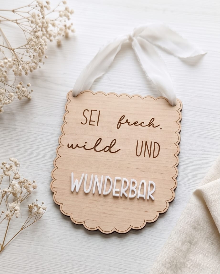 Holzschild "Sei frech, wild & wunderbar" | Kinderzimmer Deko