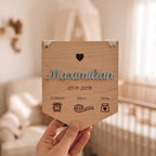 Personalisierter Holz-Wimpel "Geburt" | 3D-Acryl Namensschild