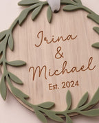 Personalisierte Weihnachtskugel aus Holz | 3D-Acryl Kranz | Christbaumschmuck
