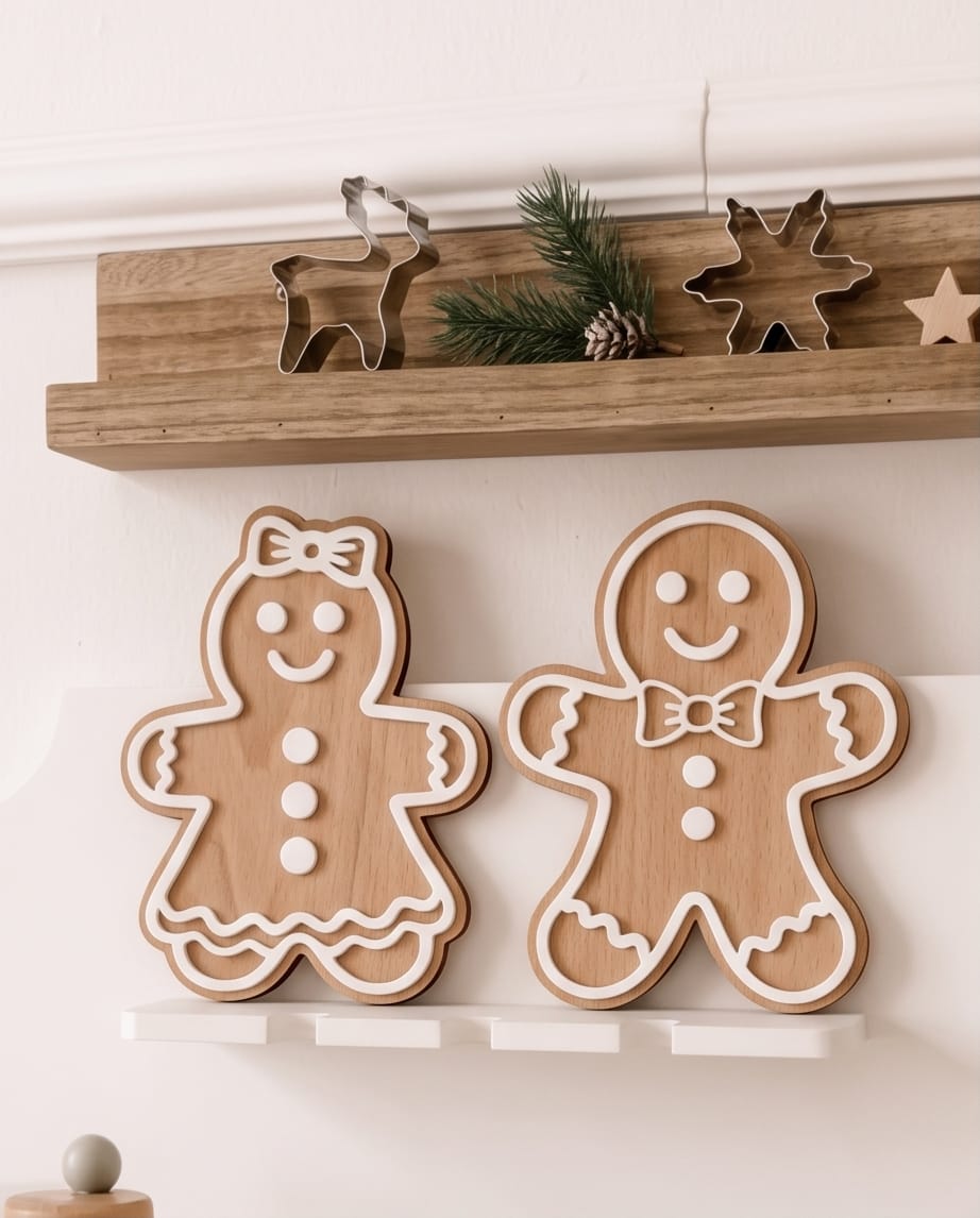 Deko-Aufsteller "Lebkuchen-Paar" im 2er-Set | Holz & 3D-Acryl