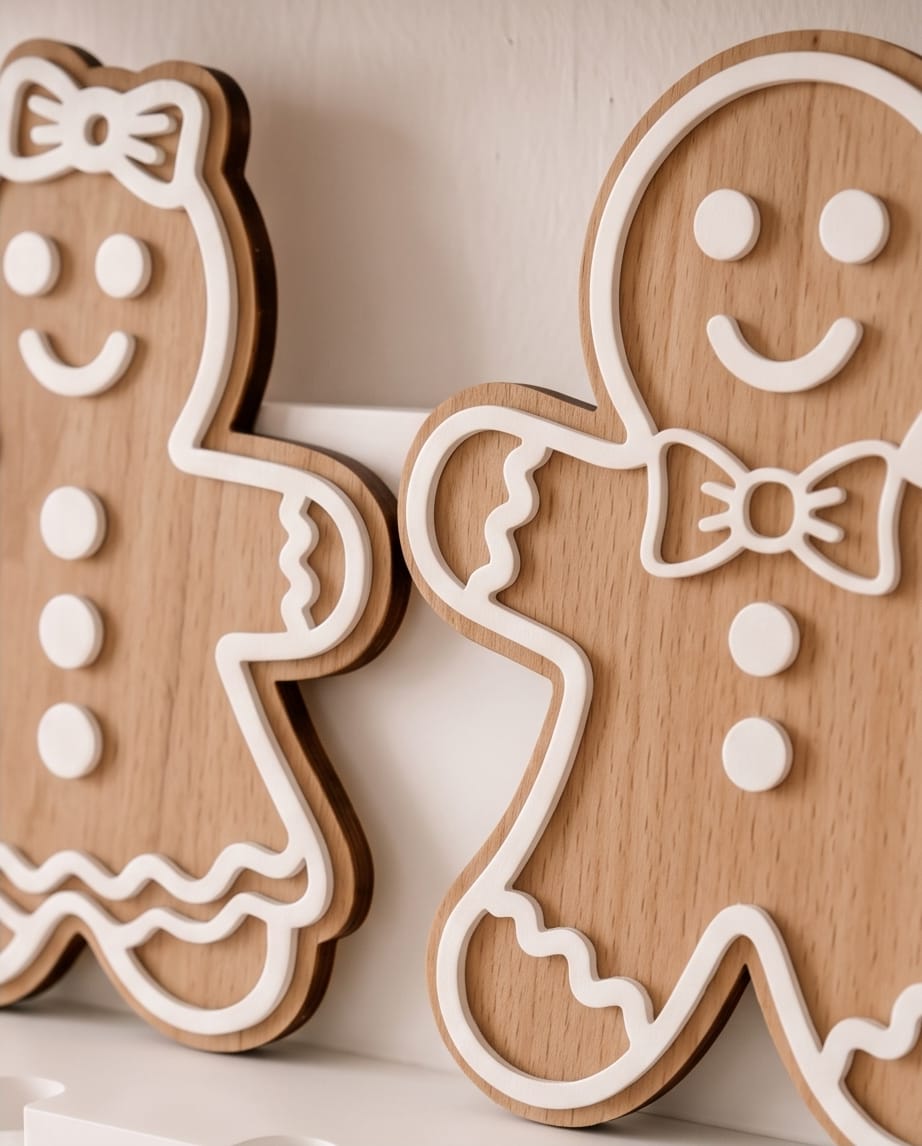 Deko-Aufsteller "Lebkuchen-Paar" im 2er-Set | Holz & 3D-Acryl