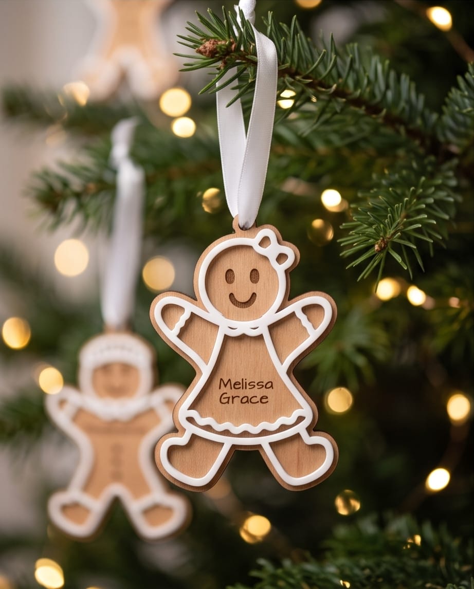 Personalisierter Lebkuchen-Anhänger | Holz & 3D-Acryl | 3 Varianten