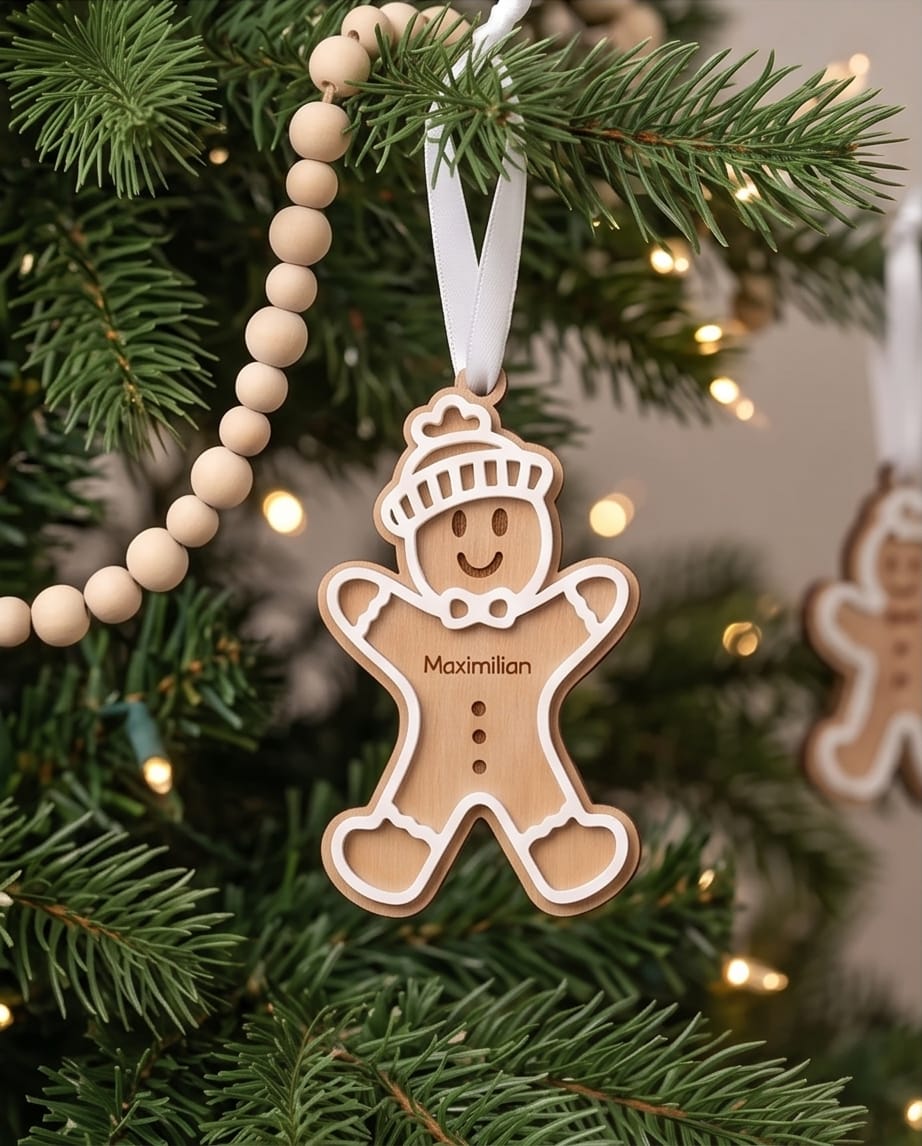 Personalisierter Lebkuchen-Anhänger | Holz & 3D-Acryl | 3 Varianten