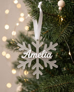 Personalisierte Schneeflocke aus Frost-Acryl | 3D-Namensschild | Platzkarte