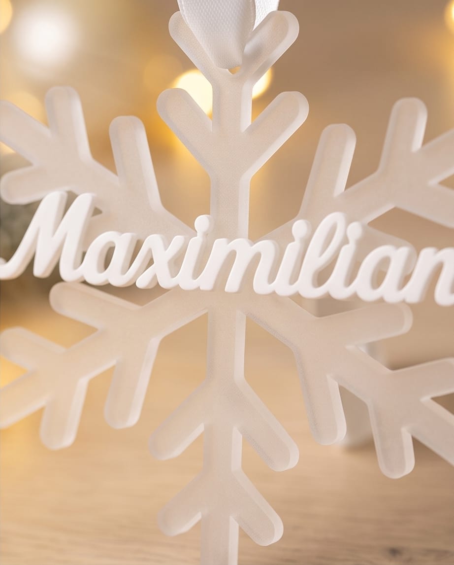 Personalisierte Schneeflocke aus Frost-Acryl | 3D-Namensschild | Platzkarte