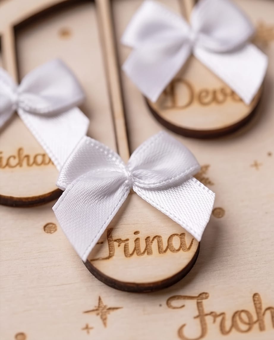 3D-Familien-Weihnachtskugel aus Holz | Personalisiert