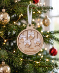 3D-Familien-Weihnachtskugel aus Holz | Personalisiert
