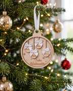 3D-Familien-Weihnachtskugel aus Holz | Personalisiert