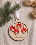 3D-Familien-Weihnachtskugel aus Holz | Personalisiert