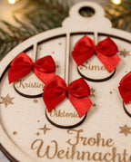 3D-Familien-Weihnachtskugel aus Holz | Personalisiert