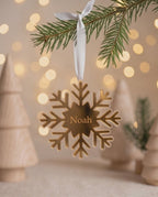 Personalisierte 3D-Schneeflocke aus Spiegel-Acryl | Doppellagiger Christbaumschmuck