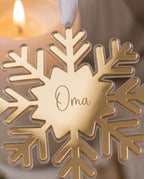 Personalisierte 3D-Schneeflocke aus Spiegel-Acryl | Doppellagiger Christbaumschmuck