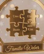 3D-Familien-Schneekugel "Puzzle" aus Acryl | Personalisiert