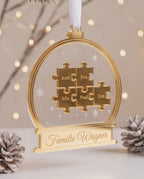 3D-Familien-Schneekugel "Puzzle" aus Acryl | Personalisiert