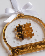 3D-Familien-Schneekugel "Puzzle" aus Acryl | Personalisiert