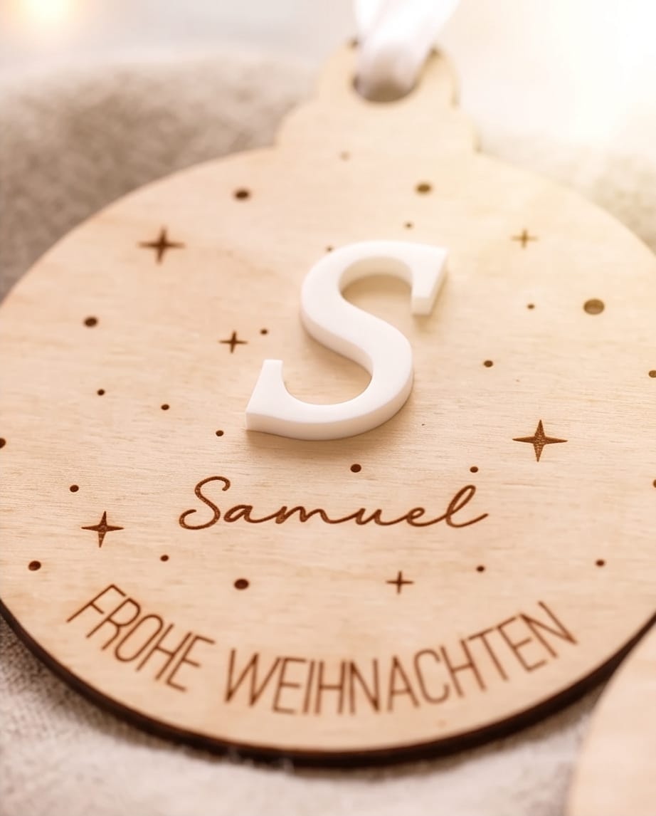 Personalisierter Weihnachtsanhänger mit 3D-Initiale & Name