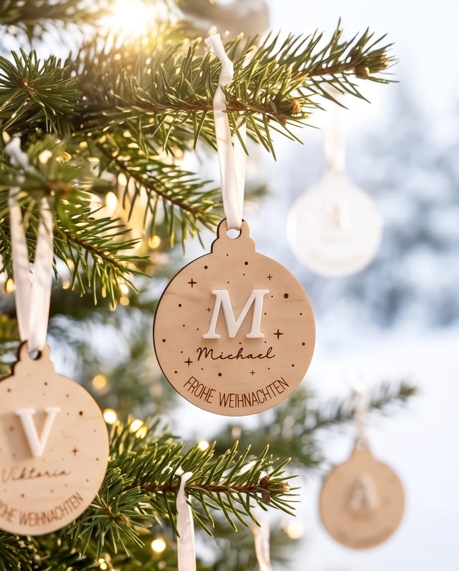 Personalisierter Weihnachtsanhänger mit 3D-Initiale & Name