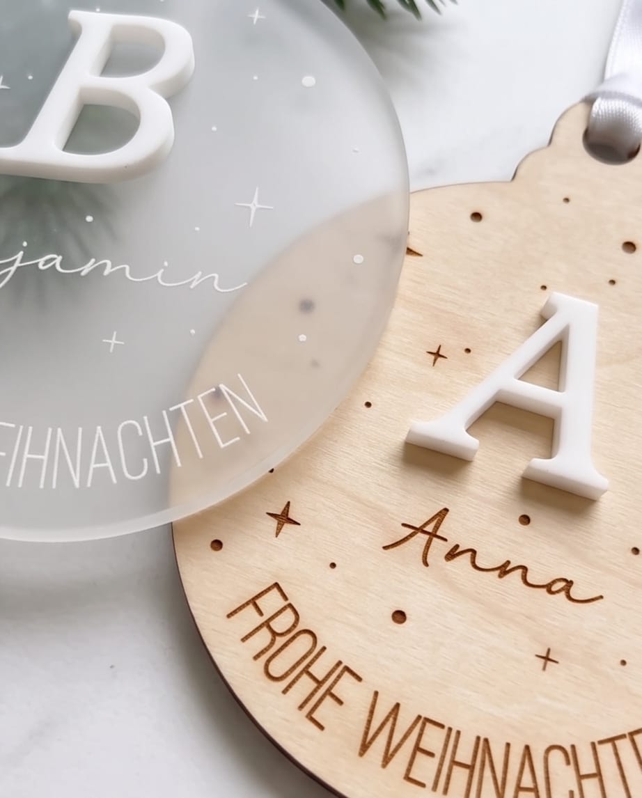 Personalisierter Weihnachtsanhänger mit 3D-Initiale & Name