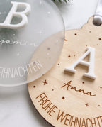 Personalisierter Weihnachtsanhänger mit 3D-Initiale & Name