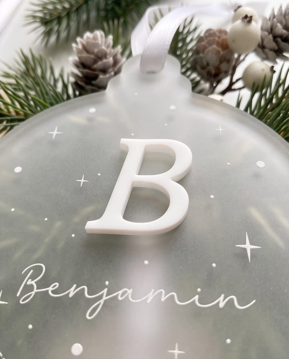 Personalisierter Weihnachtsanhänger mit 3D-Initiale & Name