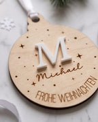 Personalisierter Weihnachtsanhänger mit 3D-Initiale & Name
