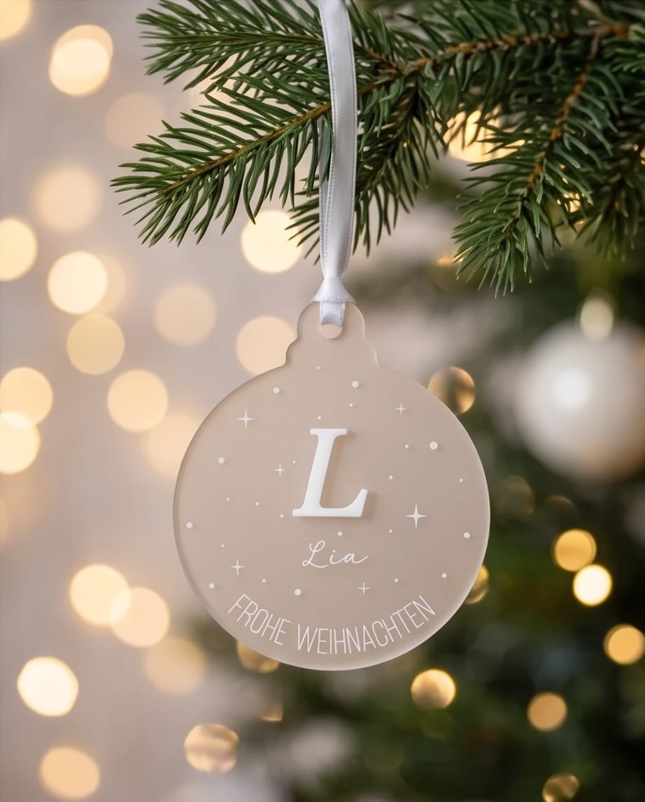 Personalisierter Weihnachtsanhänger mit 3D-Initiale & Name