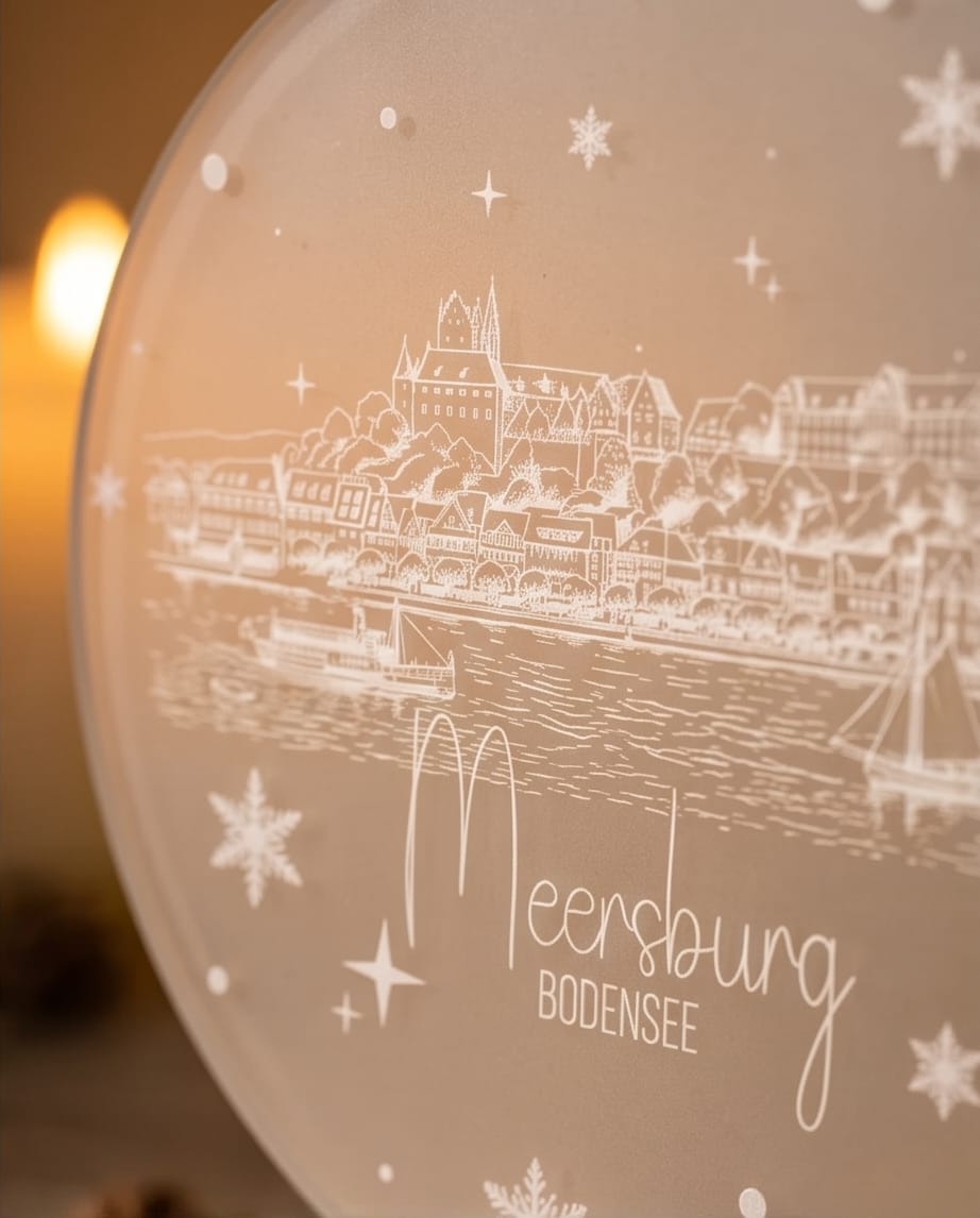 Weihnachtsanhänger "Skyline Meersburg" aus Frost-Acryl