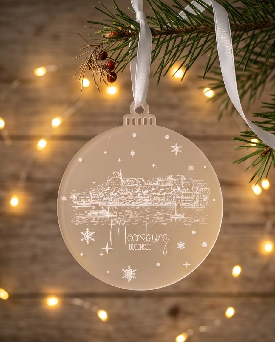 Weihnachtsanhänger "Skyline Meersburg" aus Frost-Acryl