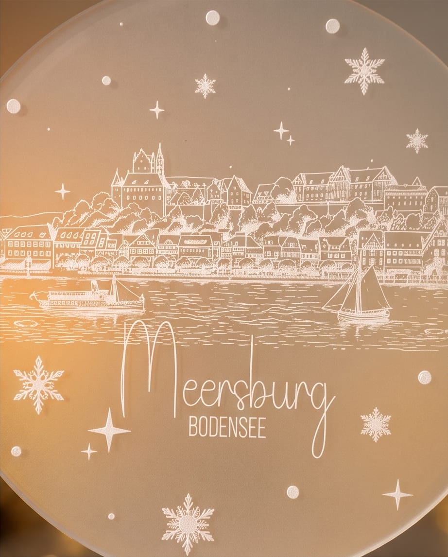 Weihnachtsanhänger "Skyline Meersburg" aus Frost-Acryl