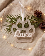 Personalisierter Weihnachtsanhänger "Hundepfote" mit 3D-Wunschname