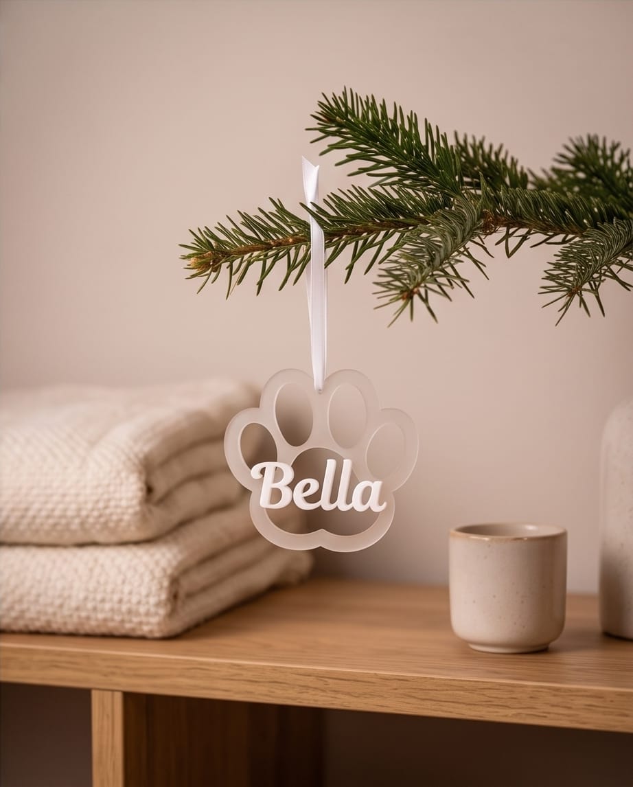 Personalisierter Weihnachtsanhänger "Katzenpfote" mit 3D-Wunschname