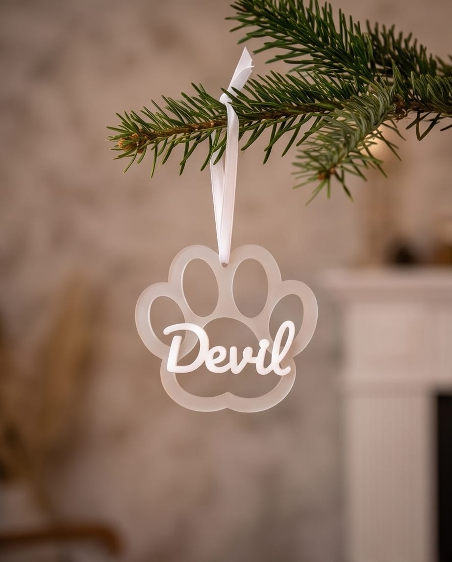 Personalisierter Weihnachtsanhänger "Katzenpfote" mit 3D-Wunschname
