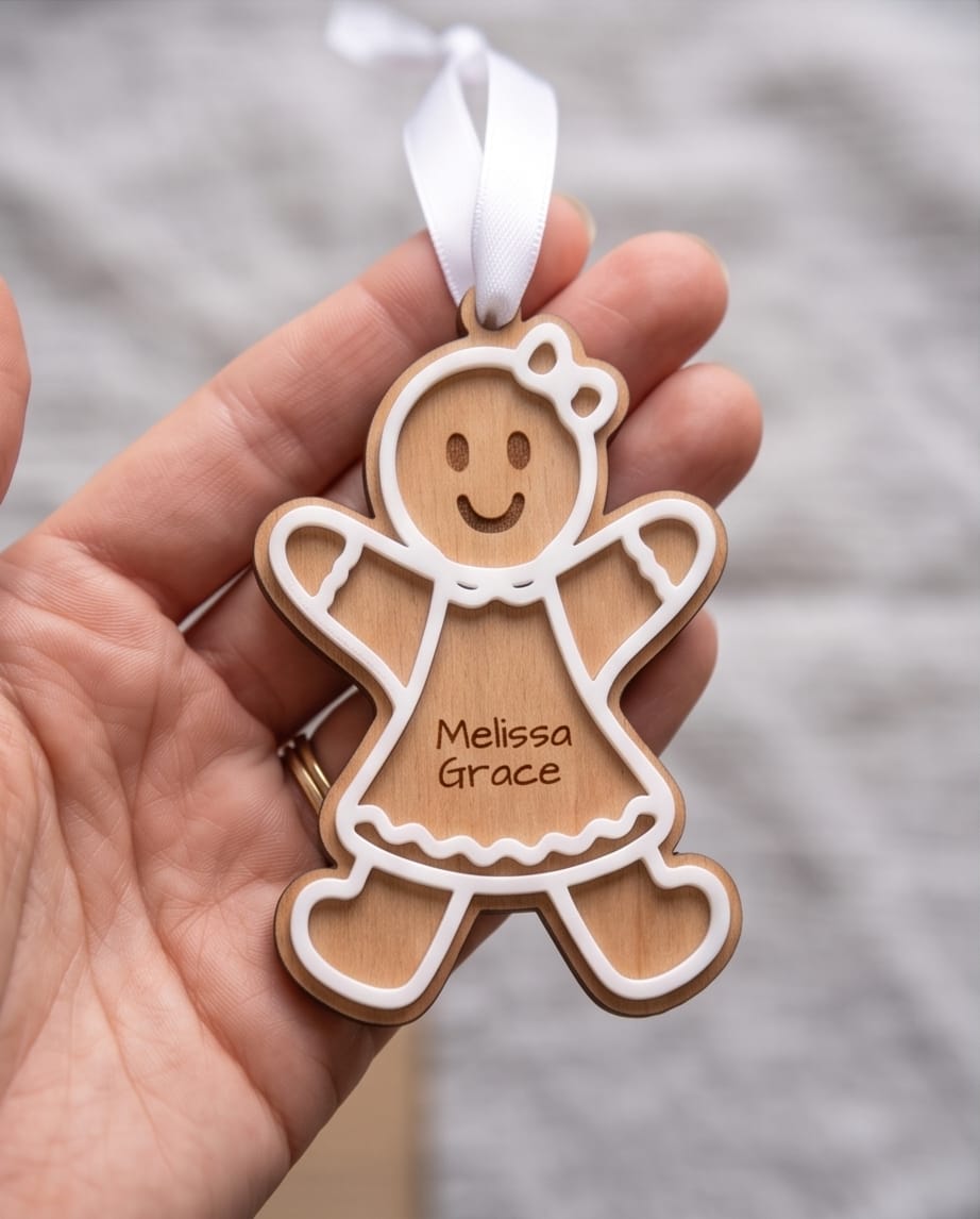 Personalisierter Lebkuchen-Anhänger | Holz & 3D-Acryl | 3 Varianten